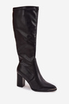 Knee High Heeled Boots with Pointed Toes D&A HY42-921 Black
