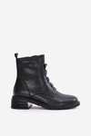 Leather Ankle Boots With Zipper Insulated Black Olidrila