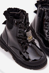 Girls' patent leather ankle boots with zipper black Felori