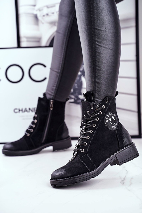 Women's Flat Boots Black Aspen