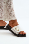 Zazoo 50101 Women's Leather Platform Slides, White