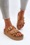 Women's Platform Sandals with Buckles Camel Lolpey