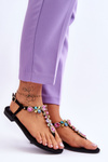Suede Flip Flops With Stones Black Frency