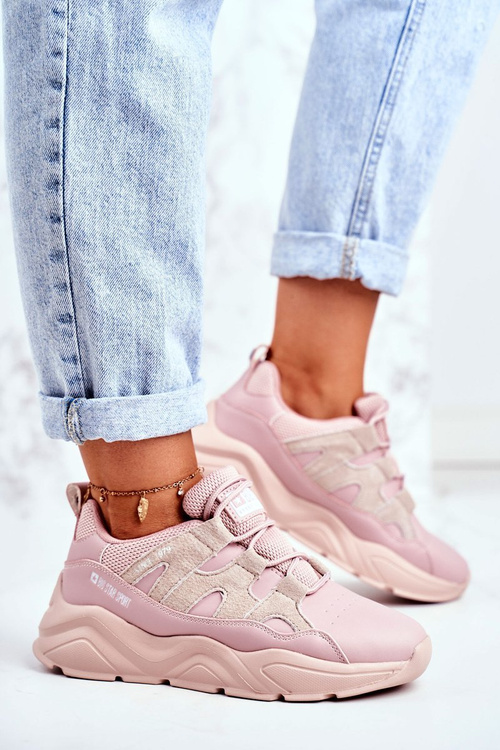 Buty Sportowe Skórzane Big Star Różowe GG274637