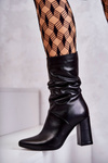 Leather Boots On High Heel Laura Messi 2560 Black