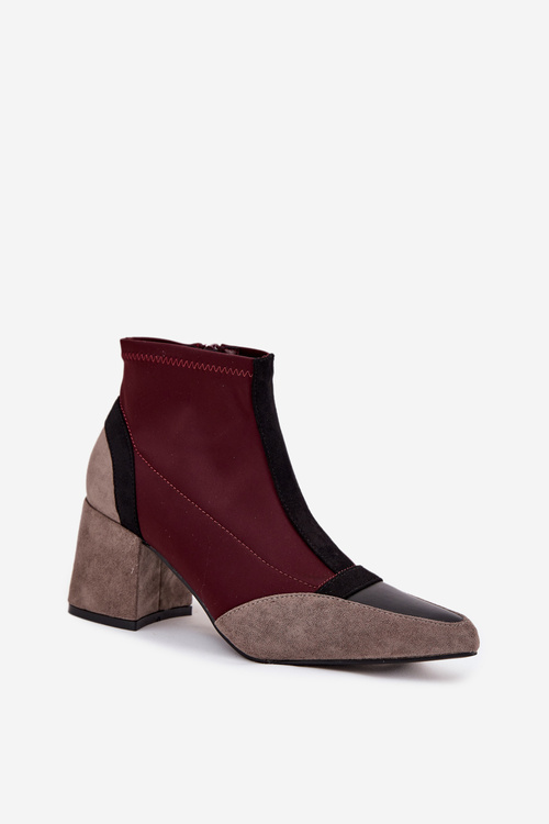 Women's ankle boots with chunky heel zip Bordeaux Delvane