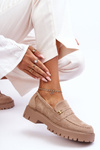 Suede Moccasins with Decoration Beige Esperta