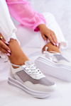 Buty Sportowe Sneakersy Damskie Wygodne Biało-Srebrne Bourne
