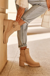 Suede Boots with Buckle Beige Neste