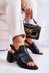 Leather Sandals With Studs La.Fi Black Casilla