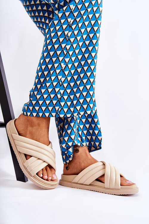 Classic Women's Leather Slippers Beige Daron