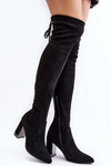 Heeled Over-The-Knee Suede Boots Black Amalitas
