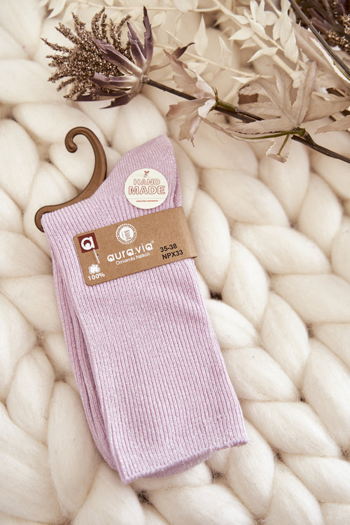 Women's Antibacterial Socks With Shiny Thread Pink