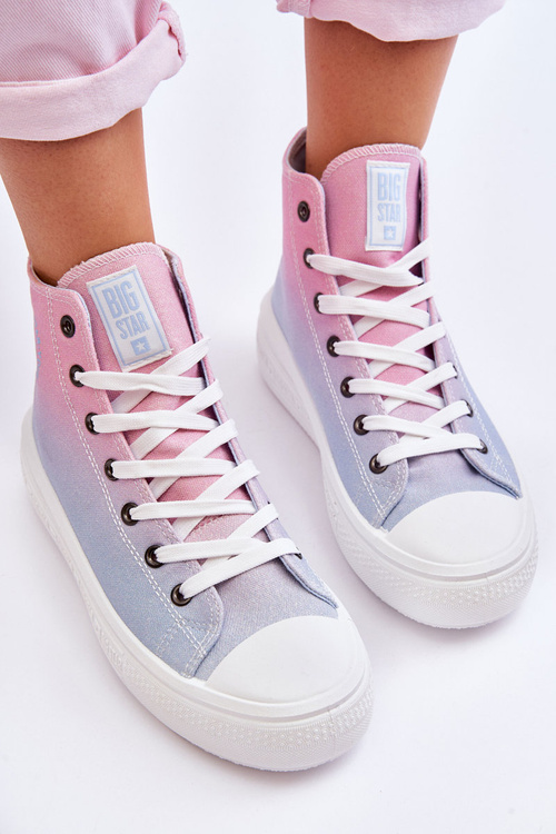 High Platform Sneakers Big Star LL274A191 Pink and Blue