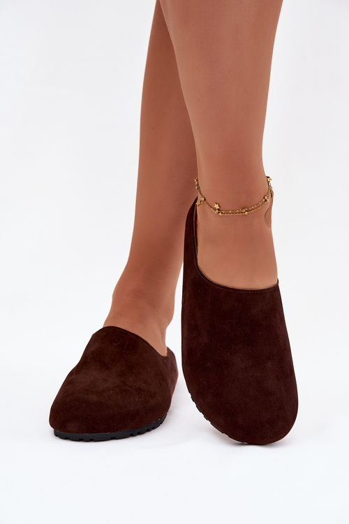 Women Slippers From Eco Suede Chocolate Kalvess