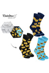 Rainbow Socks Emoticons Smiley Sadness Brainy 3 Pairs