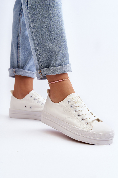 Women's White Fabric Sneakers Staneva