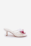 Women's High Heel Slippers With Artificial Flower White Reyi