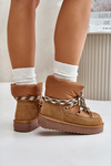 Women's Suede Snow Boots With Thick Lacing D.Franklin DFSH375003 Brown