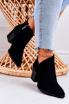 Women's Boots With A Cut On Block Heel Suede Black Lawrence