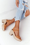 Braided Sandals On A Block Heel Big Star HH274394 Camel