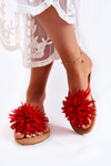 Women's Flip-flops With Fabric Ornament Red Eviana