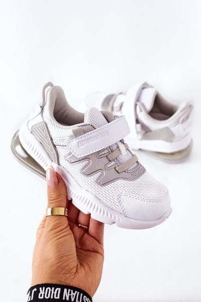 Dziecięce Sportowe Buty Na Rzep ABCKIDS Biało-Srebrne