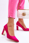 Classic Suede Pumps On A Decorative Heel Fuchsia Elizabeth 