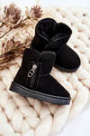 Children's Slip-On Insulated Snow Boots Black Catellie 