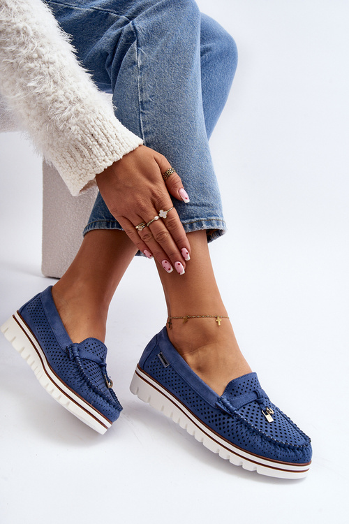 Women's Blue Cutout Moccasins Twista