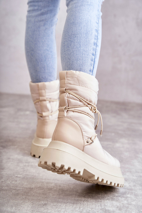 Women's Snow Boots On The Platform Beige Lilou