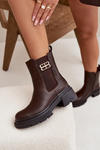 Women's ankle boots with gold detail insulated brown Serene