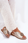 Shimmering Women's Sandals With Decorative Detail S.Barski KV51-012 Gold