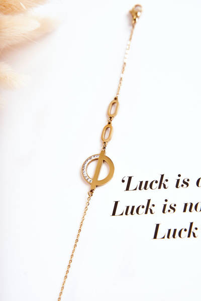 Women's Bracelet With Ornament And Cubic Zirconia Gold