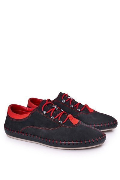 Męskie Skórzane Półbuty BEDNAREK Granatowe