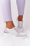 Leather Wedge Sneakers S.Barski White-Silver