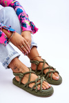 Women's Fashionable Braided Sandals Green Tiffanie