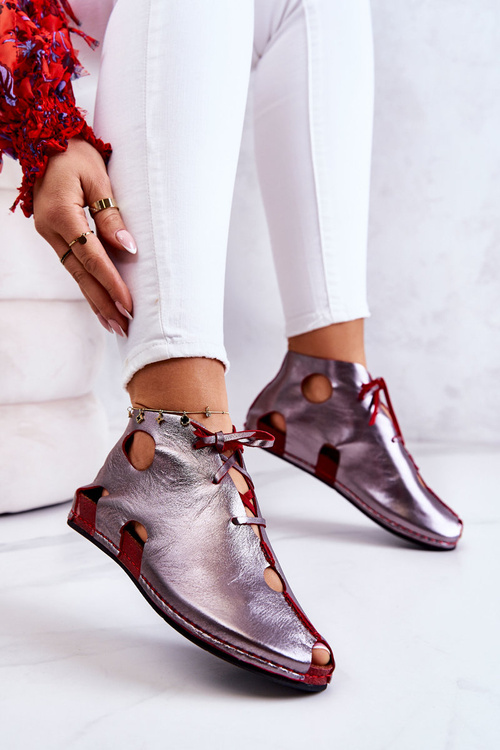 Light Leather Boots Maciejka 03426-20 Silver-Red