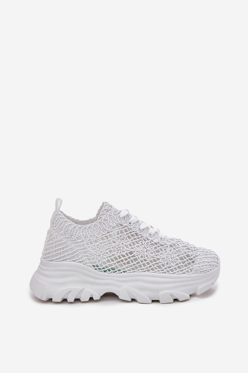 Women's Sneakers With Crochet Upper White Jelhiris