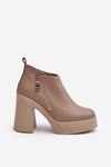 Women's Boots On Massive Heel With Zipper 1755 Zazoo Beige