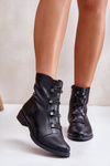 Warm Women's Ankle Boots with Zipper Black Evalith