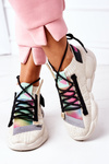 Sneakersy Sportowe Buty Wiązane Beżowe Bubble Tea