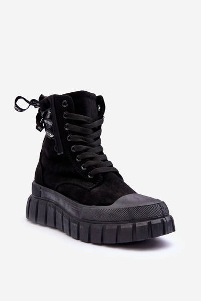 Women's Suede Boots On Platform Black Raftera