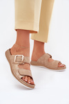 Women's Slippers With Buckle And Velcro Beige INBLU MK000013
