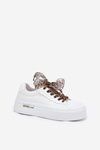 Women's sneakers on a chunky platform with decorative lacing white Zidora
