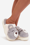 Furry slippers with bear motif gray Galine
