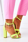 Stiletto Suede Sandals Neon Yellow Destino