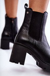 Leather Women's Boots On The Platform Black Martine