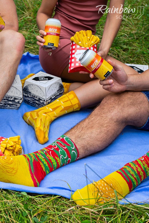Rainbow Socks Meal Socks Box Burger Fries Beer 5 Pairs