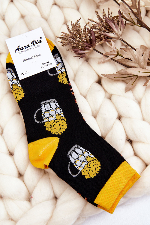 Men's Funny Socks Unmatched Beer And Pretzels Black
